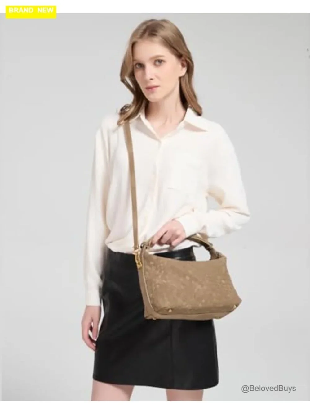 Vegan Suede Woven Hobo Bag with Adjustable Crossbody Strap, 3 Pockets